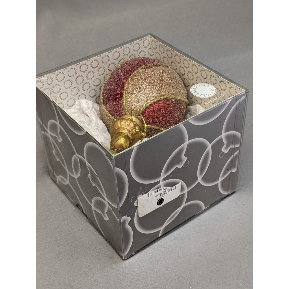 Martha Stewart Christmas Glass Ornament Winter Whimsies Collection 3" Diameter